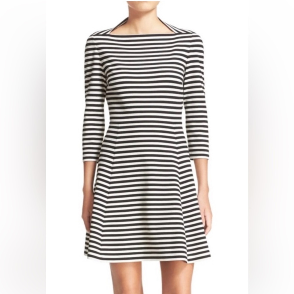 Kate Spade Broome Street Black and Cream Striped Dress, size M